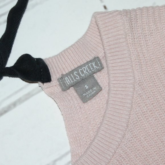 Light pink and black back tie sweater Falls Creek Small - Picture 3 of 5